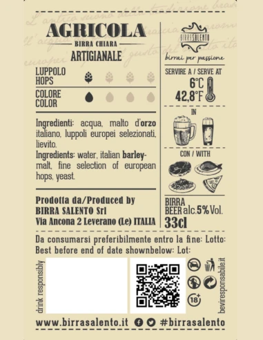Agricola Chiara 5° 33cl – Birra Artigianale Italiana