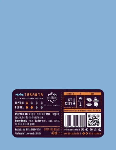 Taranta Ambrata 33cl – Birra Salento Artigianale